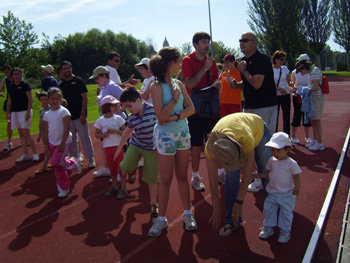 Preparando los participantes en las carreras.